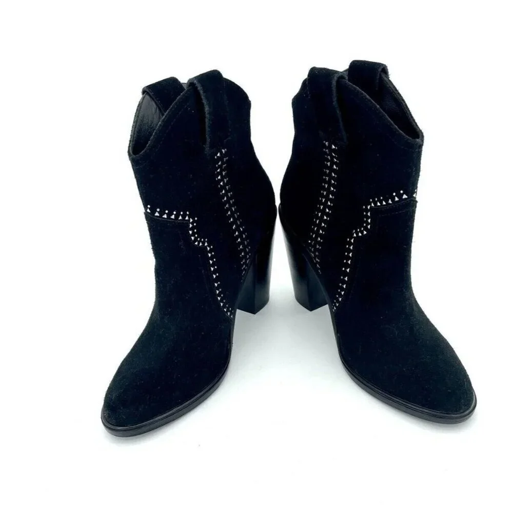 Joie Monte Black Suede Leather Studded Ankle Booties SZ 37 EU New